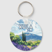 Kula Maui Haleakala Hawaii Lavendel Retro Sleutelhanger (Voorkant)
