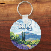 Kula Maui Haleakala Hawaii Lavendel Retro Sleutelhanger (Voorkant)