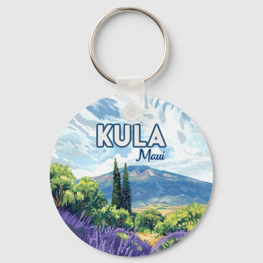 Kula Maui Haleakala Hawaii Lavendel Retro Sleutelhanger (Achterkant)