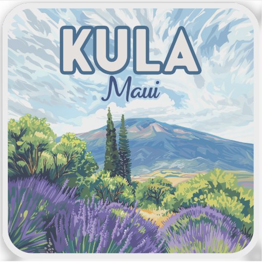 Kula Maui Haleakala Hawaii Lavendel Retro Sticker (Voorkant)