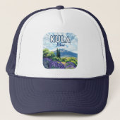 Kula Maui Haleakala Hawaii Lavendel Retro Trucker Pet (Voorkant)