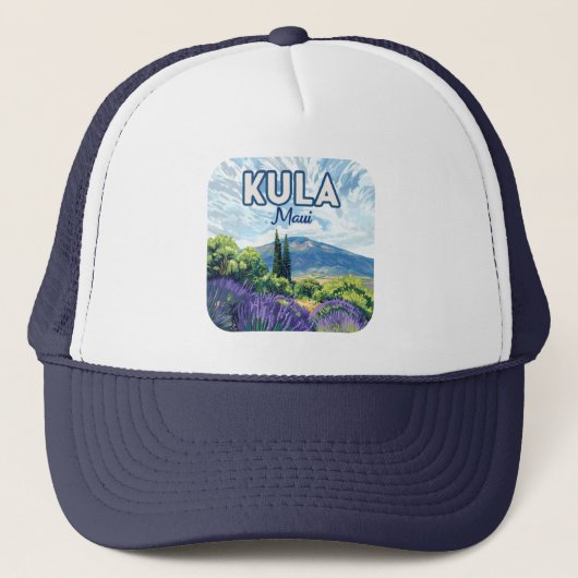 Kula Maui Haleakala Hawaii Lavendel Retro Trucker Pet (Voorkant)