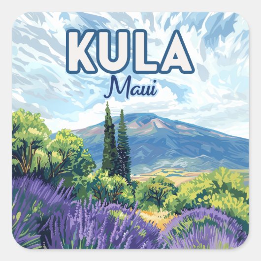 Kula Maui Haleakala Hawaii Lavendel Retro Vierkante Sticker (Voorkant)