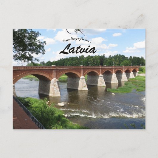 Kuldiga Bakstenen Brug Letland Briefkaart (Voorkant)