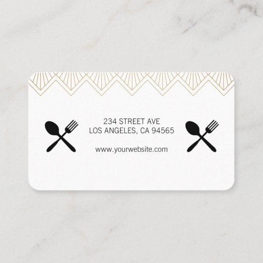 Kulinaire kunst Art Deco-afwerking Visitekaartje (Achterkant)