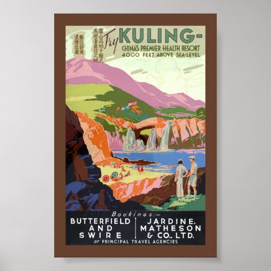 Kuling China Vintage Reisposter Gerestaureerd Poster (Voorkant)