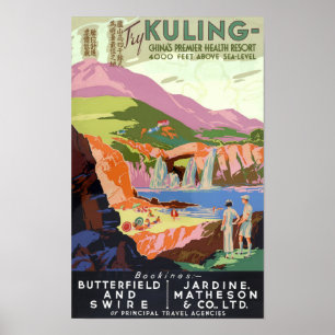 Kuling China Vintage Travel Poster hersteld