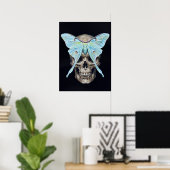 kull en Luna Moth — Memento Mori Impasto Poster (Thuiskantoor)