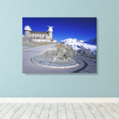 Kulm hotel en pad, Gornergrat, Zermatt, Canvas Afdruk (Insitu (Houten vloer))