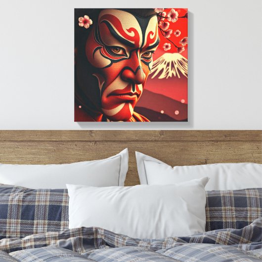Kumadori Kabuki Canvas Afdruk (Insitu (Slaapkamer))