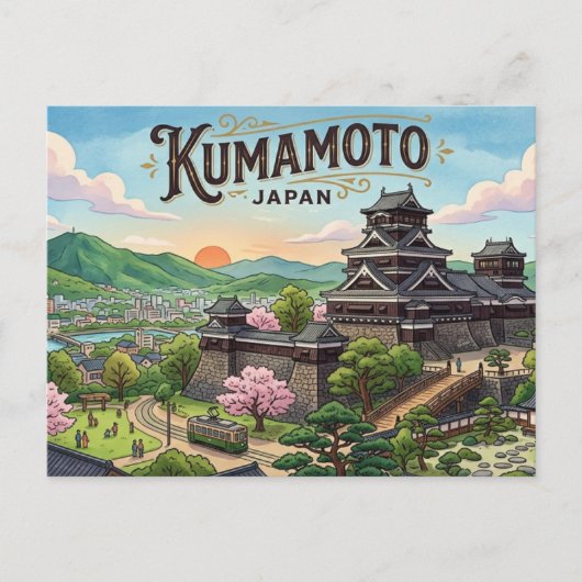 Kumamoto ansichtkaart briefkaart (Voorkant)