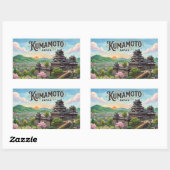 Kumamoto ansichtkaart rechthoekige sticker (Vel)
