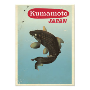 Kumamoto Japan vintage stijl reisposter Foto Afdruk