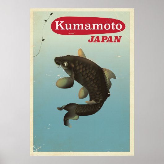Kumamoto Japan vintage stijl reisposter Poster (Voorkant)