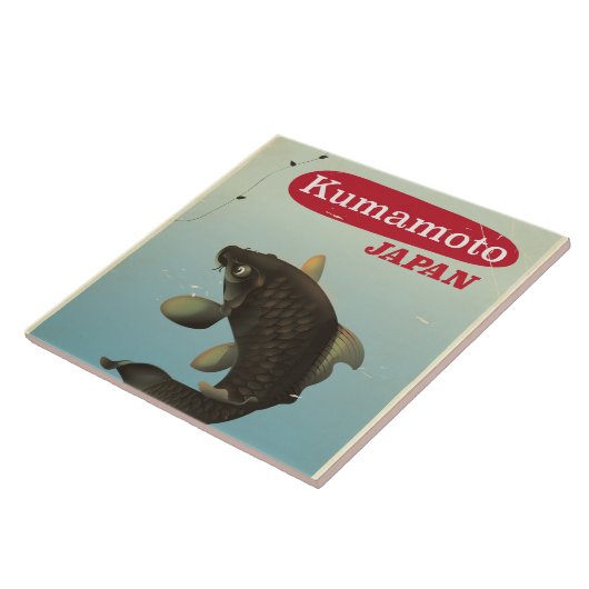 Kumamoto Japan vintage stijl reisposter Tegeltje (Zijkant)