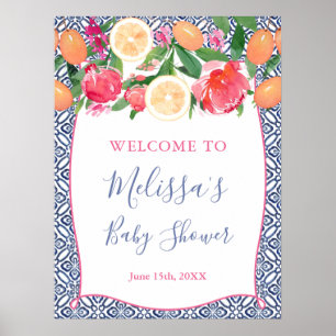 Kumquat Citrus Peonies, Spaanse Tegels Welkom Poster