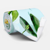 Kumquat Orchid Summer Fruit Pattern on Blauwgroen Stropdas (Opgerold)