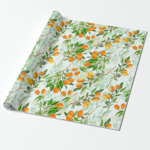Kumquat Tropical Summer Fruit Pattern on Mint Cadeaupapier