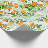 Kumquat Tropical Summer Fruit Pattern on Mint Cadeaupapier (Hoek)
