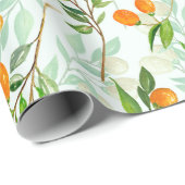 Kumquat Tropical Summer Fruit Pattern on Mint Cadeaupapier (Rol Hoek)