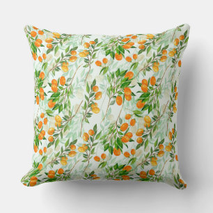 Kumquat Tropical Summer Fruit Pattern on Mint Kussen