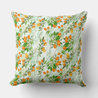 Kumquat Tropical Summer Fruit Pattern on Mint Kussen