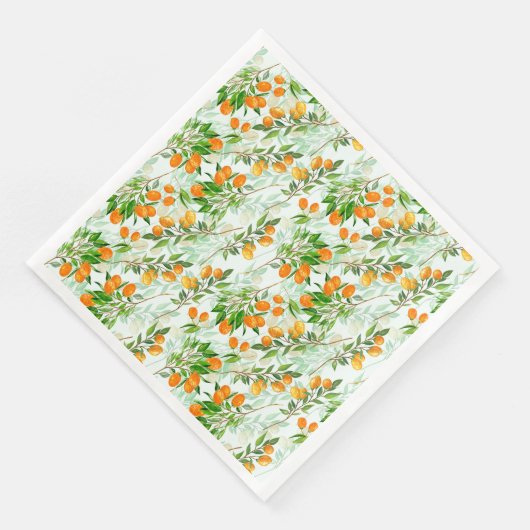Kumquat Tropical Summer Fruit Pattern on Mint Servet (Hoek)