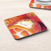 Kumquats sinaasappel citrus waterverf vruchtenkuns drankjes onderzetter (Linkerzijde)