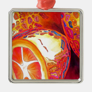 Kumquats sinaasappel citrus waterverf vruchtenkuns metalen ornament