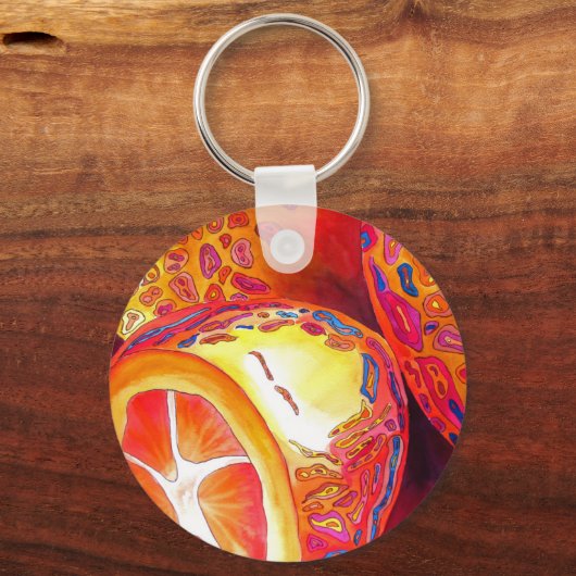 Kumquats sinaasappel citrus waterverf vruchtenkuns sleutelhanger (Voorkant)