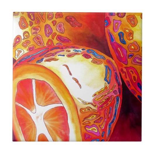 Kumquats sinaasappel citrus waterverf vruchtenkuns tegeltje (Voorkant)