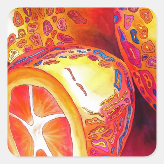 Kumquats sinaasappel citrus waterverf vruchtenkuns vierkante sticker (Voorkant)