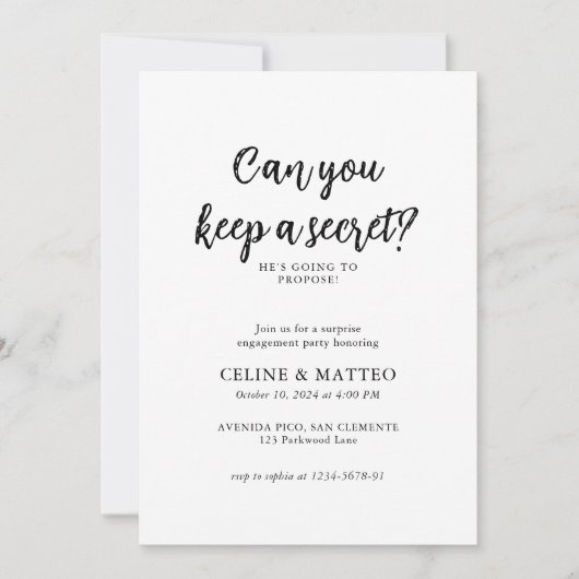 Kun je een geheim bewaren? | verrassingsverlovings kaart (Voorkant)