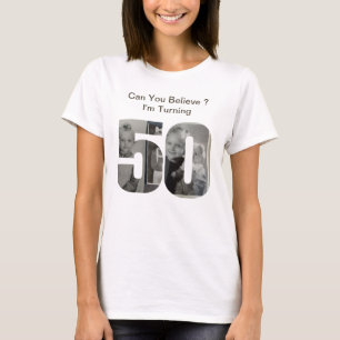 Kun je geloven dat je 50 wordt? Kinderfoto-collage T-shirt