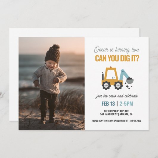 Kun je het graven Digger verjaardagsfeestje Kaart (Voorkant / Achterkant)