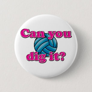 Kun je het graven? Volleybal! Ronde Button 5,7 Cm