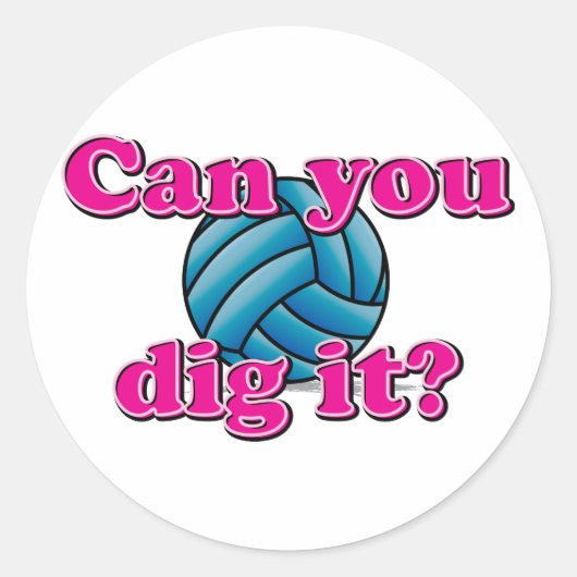 Kun je het graven? Volleybal! Ronde Sticker (Voorkant)