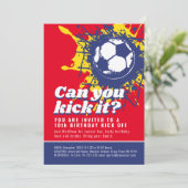 Kun je het rode voetbal football verjaardagsfeestj kaart (Staand voorkant)