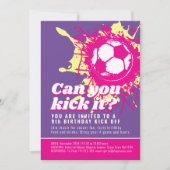Kun je het roze voetbal verjaardagsfeestje schoppe kaart (Voorkant)