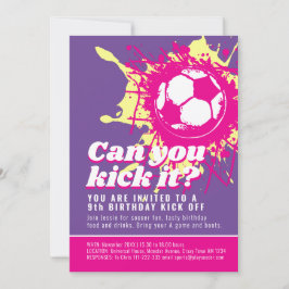 Kun je het roze voetbal verjaardagsfeestje schoppe kaart