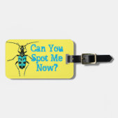 "Kun je me nu schoppen" Blue Spotted Beetle Bug Bagagelabel (Voorkant horizontaal)