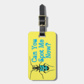 "Kun je me nu schoppen" Blue Spotted Beetle Bug Bagagelabel (Voorkant verticaal)