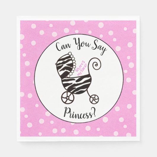 Kun je prinses zeggen? Baby Shower Servet (Voorkant)