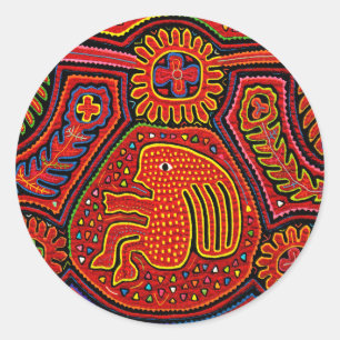 Kuna Indiaans meisje op een fiets Ronde Sticker