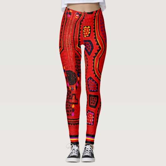 Kuna Indiaanse Gitaar Broekleggings Leggings (Voorkant)