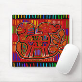 Kuna Indian Baby Elephant - Mola Folk Art Muismat (Met muis)