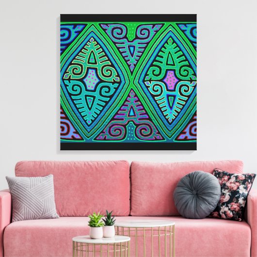 Kuna Indian Diamond Mola Canvas Afdruk (Insitu (Woonkamer))