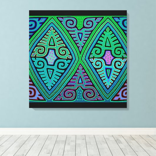 Kuna Indian Diamond Mola Canvas Afdruk (Insitu (Houten vloer))