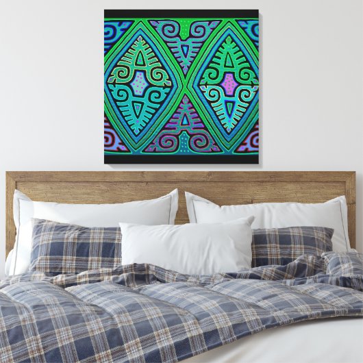 Kuna Indian Diamond Mola Canvas Afdruk (Insitu (Slaapkamer))