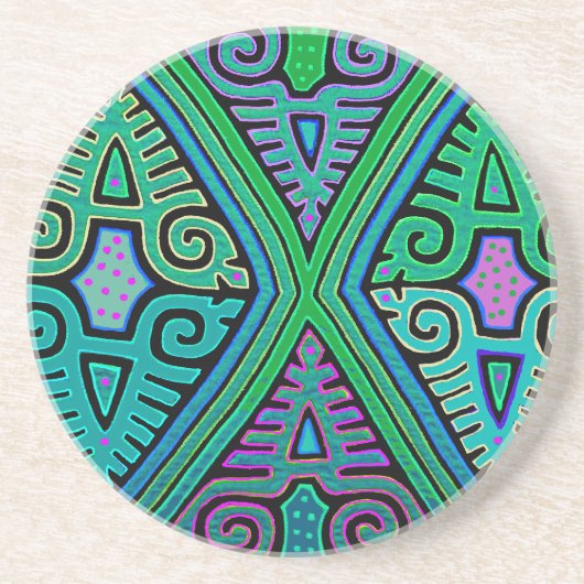 Kuna Indian Diamond Mola Zandsteen Onderzetter (Voorkant)